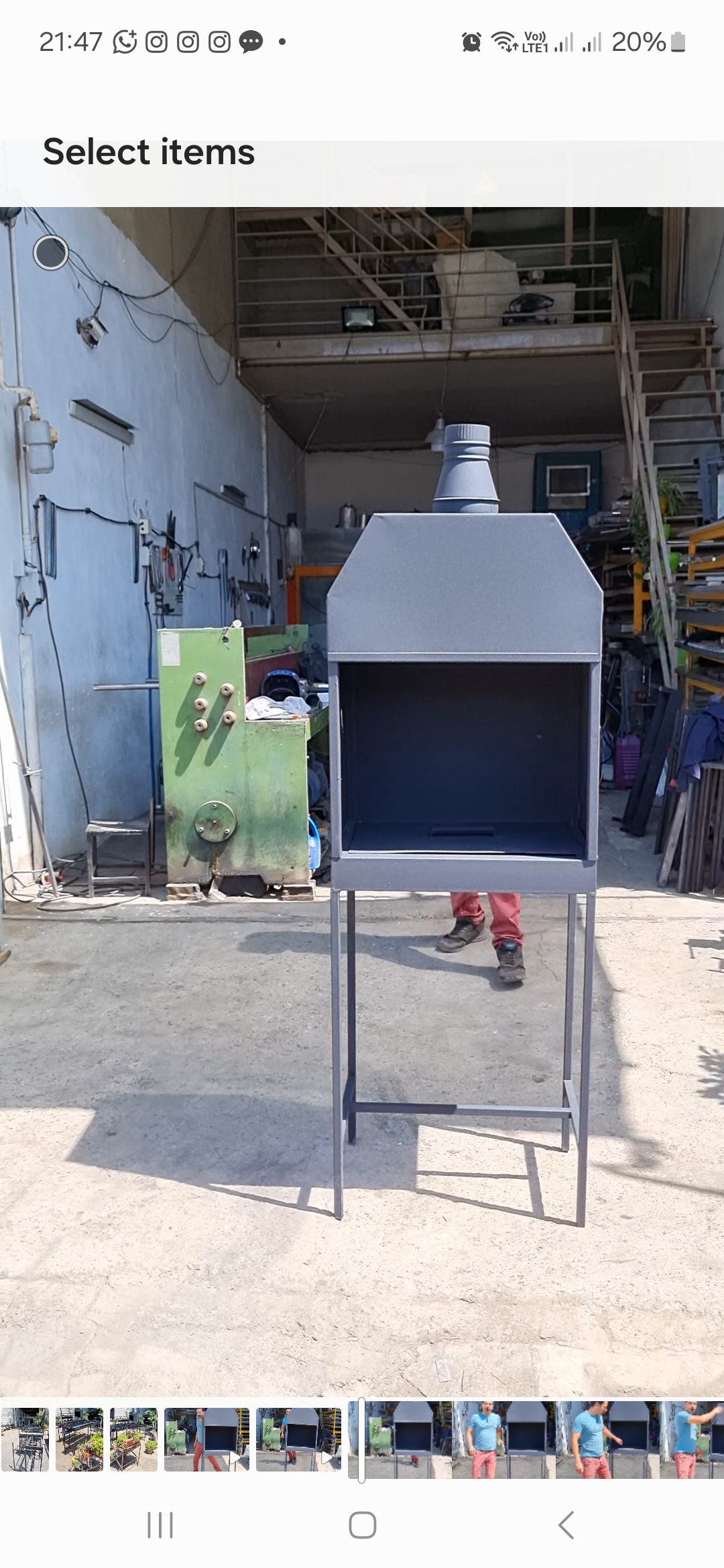 منقل ذغال ۴۰×۶۰ :دودکش دار درب دار رنگ کوره ای